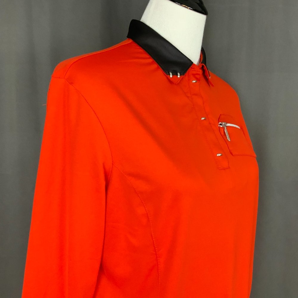 Jamie Sadock Red 1/4 Zip 3/4 Sleeve Golf Top Tee Medium - Picture 9 of 16